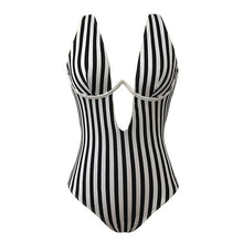 Load image into Gallery viewer, Striped V Shape Wire One Piece