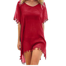 Load image into Gallery viewer, Chiffon Tassel Swimsuit Cover Up