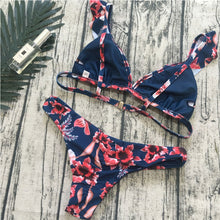 Load image into Gallery viewer, Floral Push-up Ruffles Two Piece