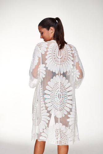 Beach Cover Up Floral Embroidery